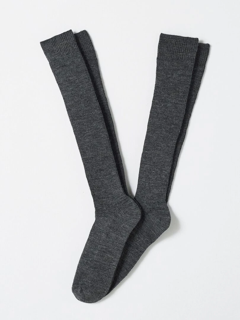 Lot de 2 paires de mi bas Thermolactyl et laine Damart Gris