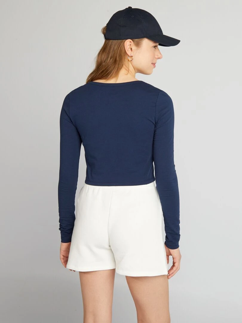 Crop top manches longues   Bleu