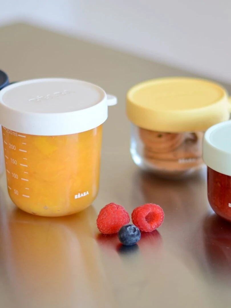 Coffret 4 pots de conservation en verre (150 ml et 250 ml)   Jaune