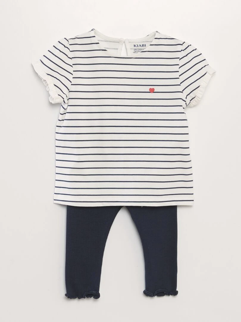 Ensemble legging + t shirt imprimé 2 pièces Rayé