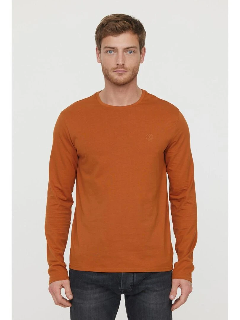 Lee Cooper T Shirt manches longues coton regular AREO Marron
