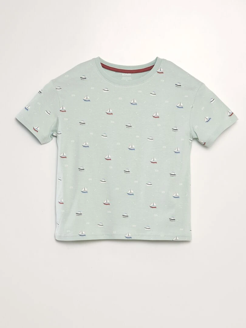 T shirt loose imprimé Vert d'eau
