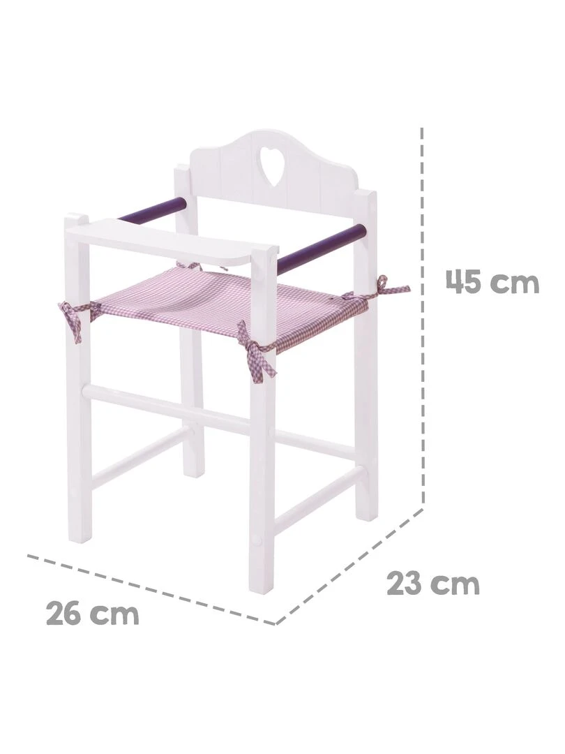 ROBA Chaise haute pour Poupée "Fienchen" en bois et Tissu + Plateau Repas   Dès 3 Ans   Laqué Blanc   N/A