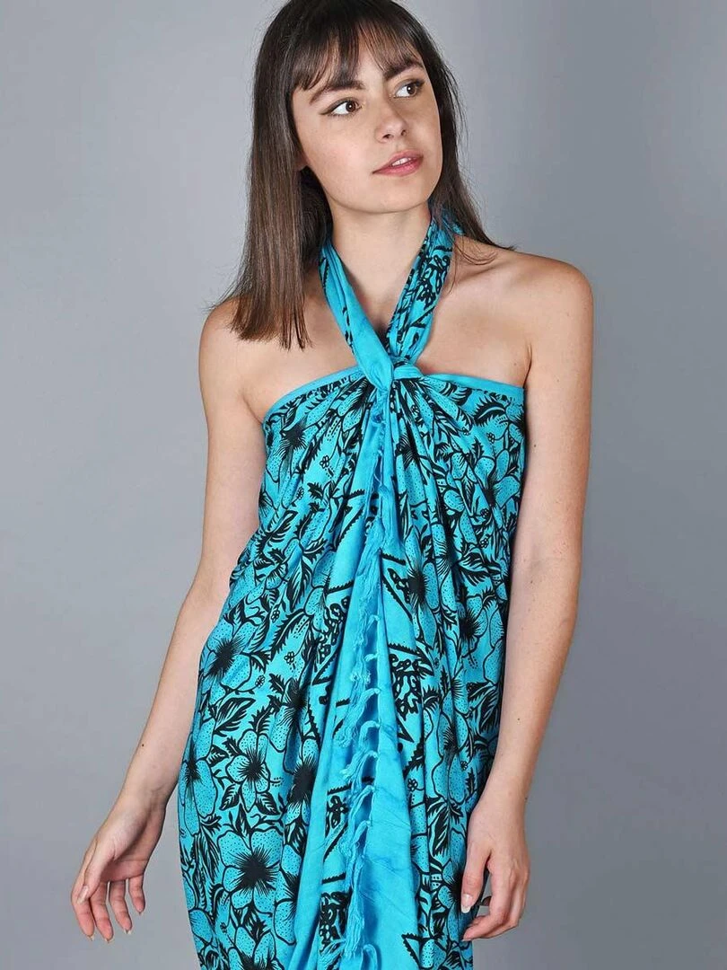 Paréo Batik Lotus Bleu