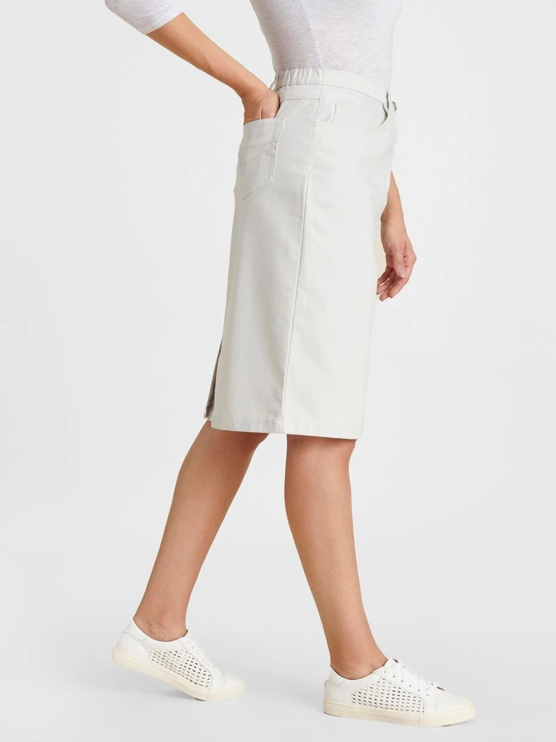 Jupe toile extensible   Damart   Gris clair