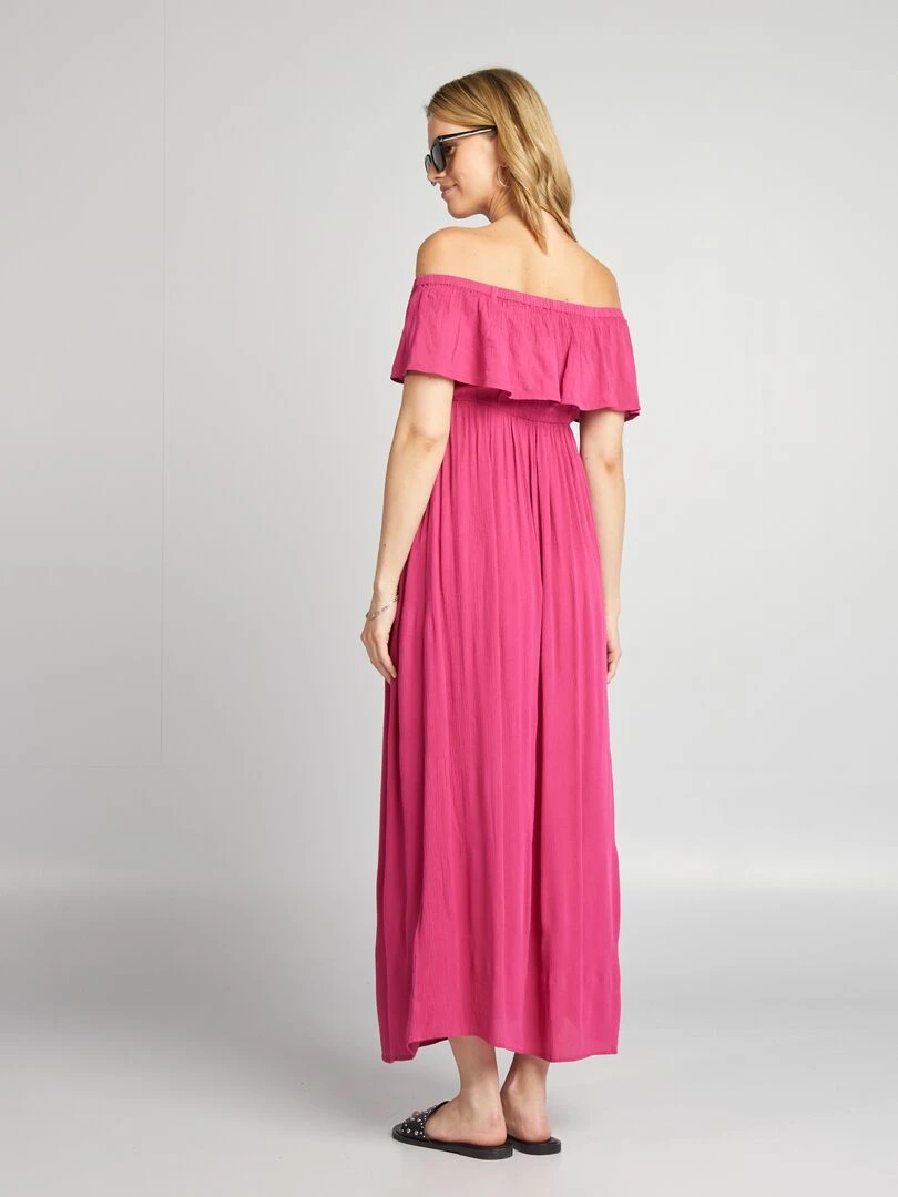 Robe grossesse à col bardot   Rose