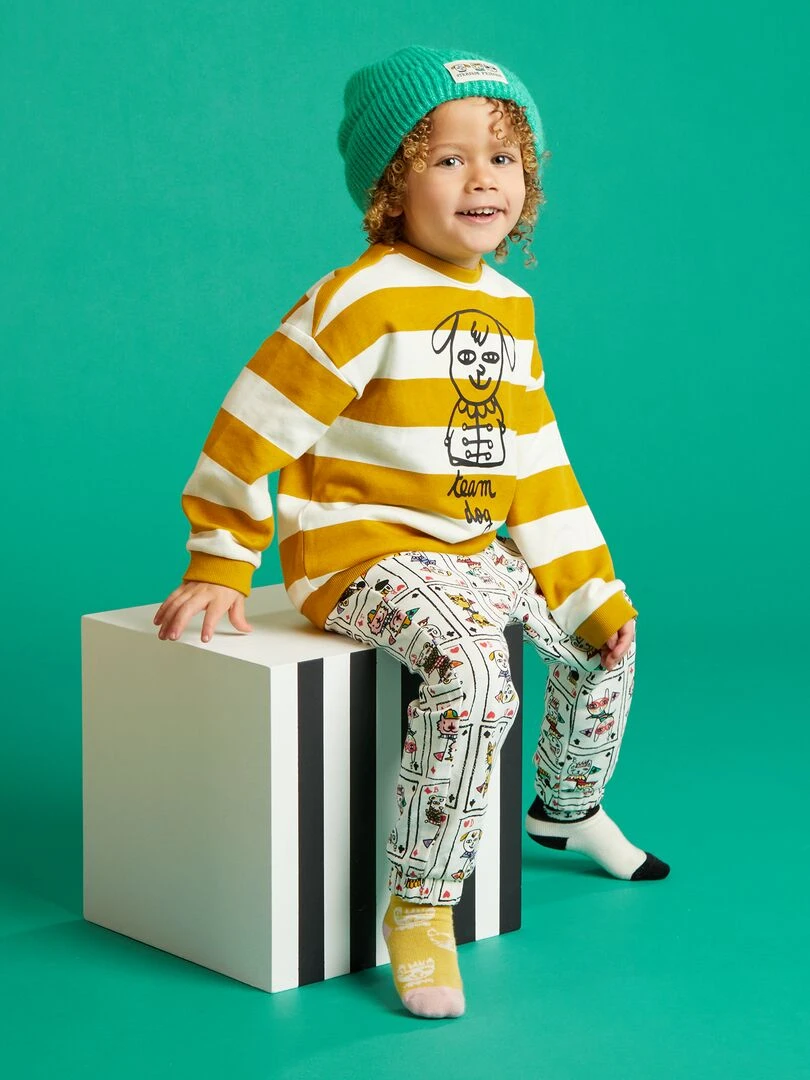 Sweat à col rond X Little Bad Wolf   Jaune/blanc
