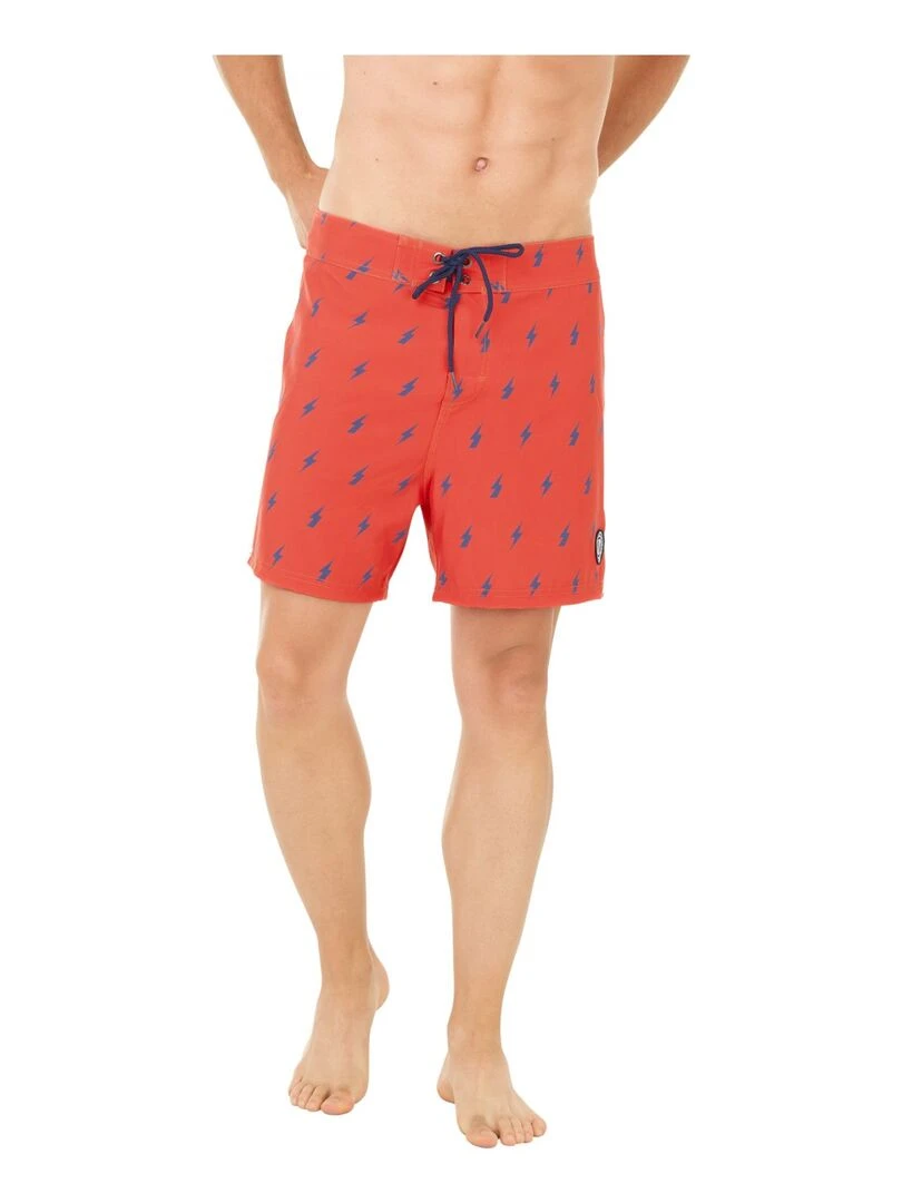 Boardshort soft touch garçon ceinture plate Flash Freegun Rouge