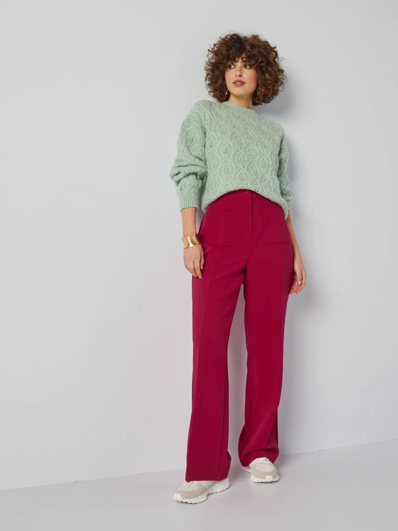 Pantalon droit avec 2 poches plaquées Rouge