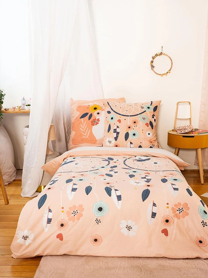 Parure de lit pour enfant réversible à bi histoire Orange clair