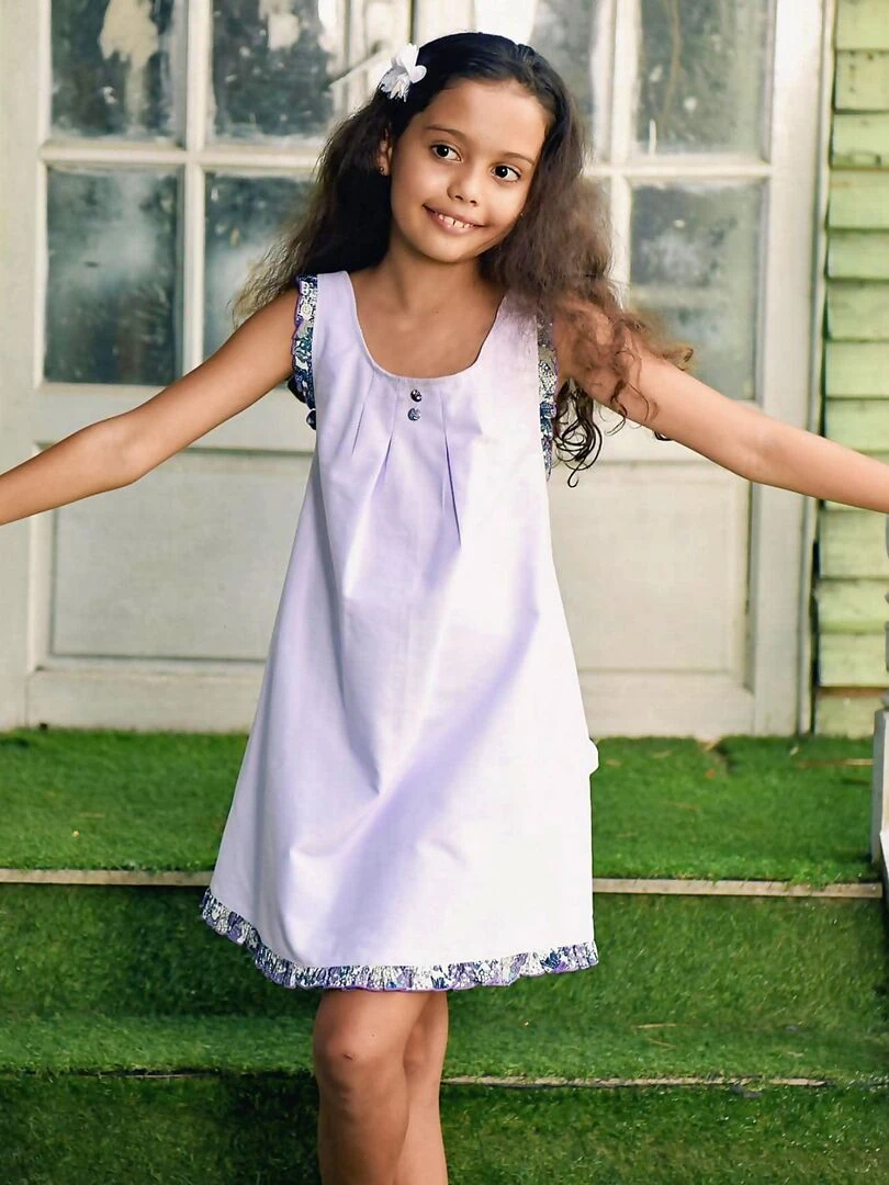 Robe Cérémonie Lilas Fleurie Bleu Fille ANAIS La Faute à Voltaire Mauve
