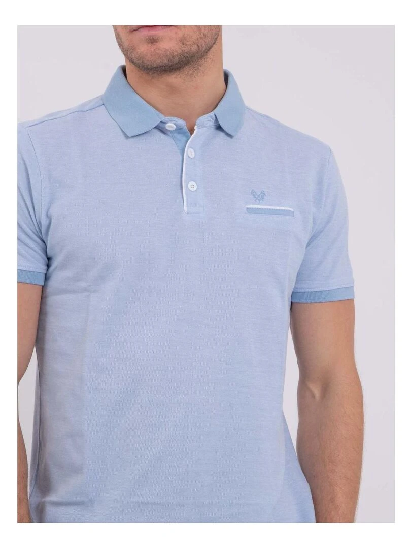 Polo manches courtes pur coton PIKTO   Bleu