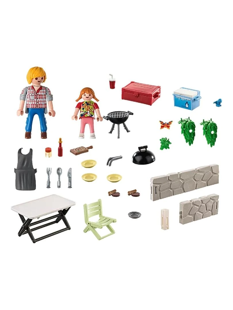 Barbecue avec papa et enfant   N/A