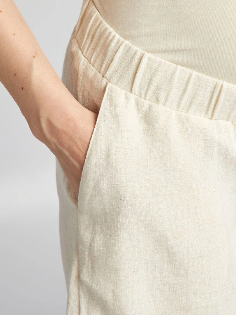 Short en lin mélangé grossesse   Beige