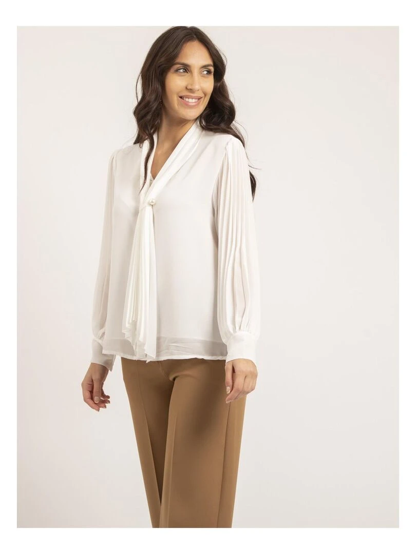 Blouse col châle OLINIE Blanc