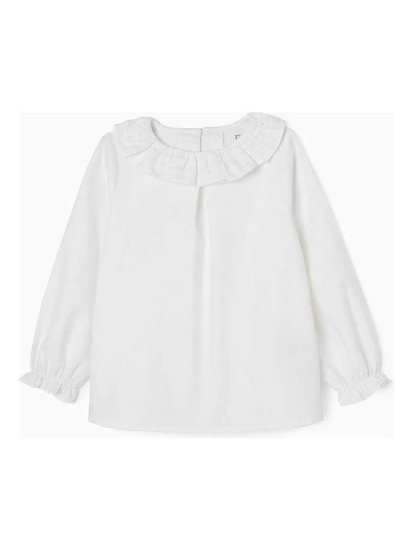 Chemisier en Sergé de Coton Fille manches longues ALPINE LUXURY Blanc