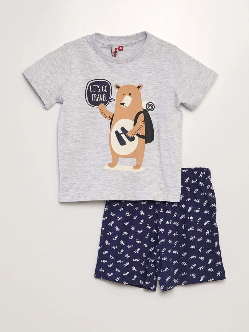 Ensemble de pyjama ourson 2 pièces Gris