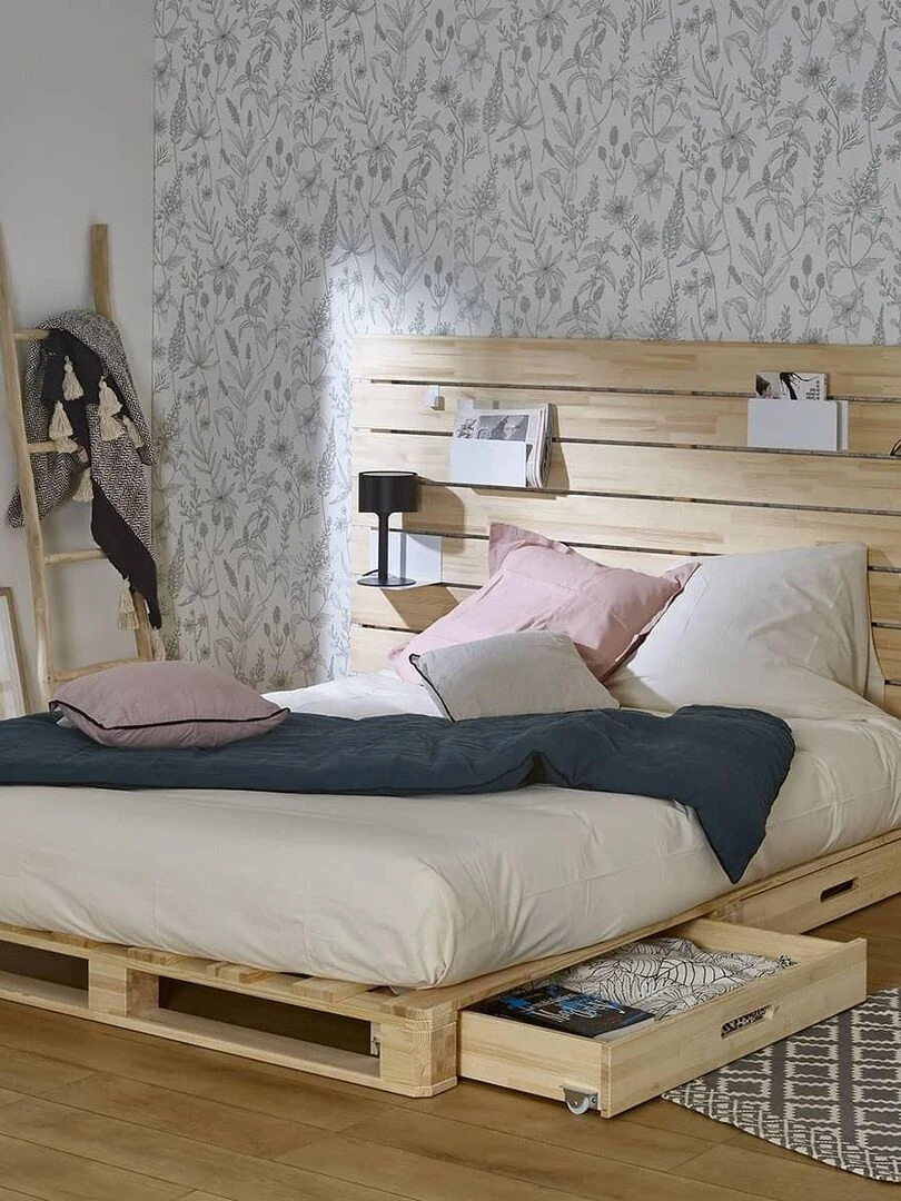 Pack lit avec tête de lit et matelas Cembro   AKITEN RETAIL   Marron