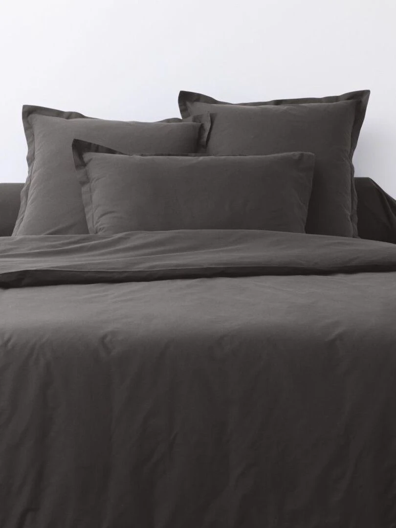 Lot de 2 taies d’oreiller coton uni   Gris foncé