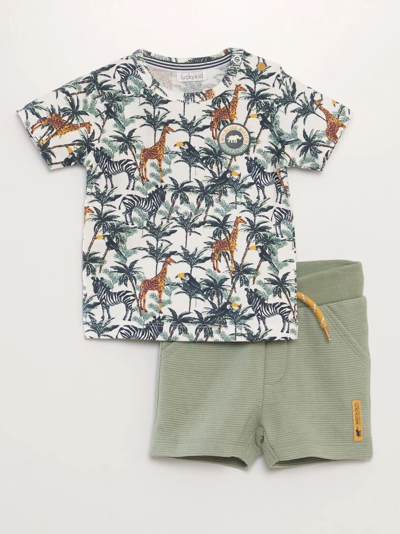 Ensemble t shirt + short fantaisie 2 pièces Vert