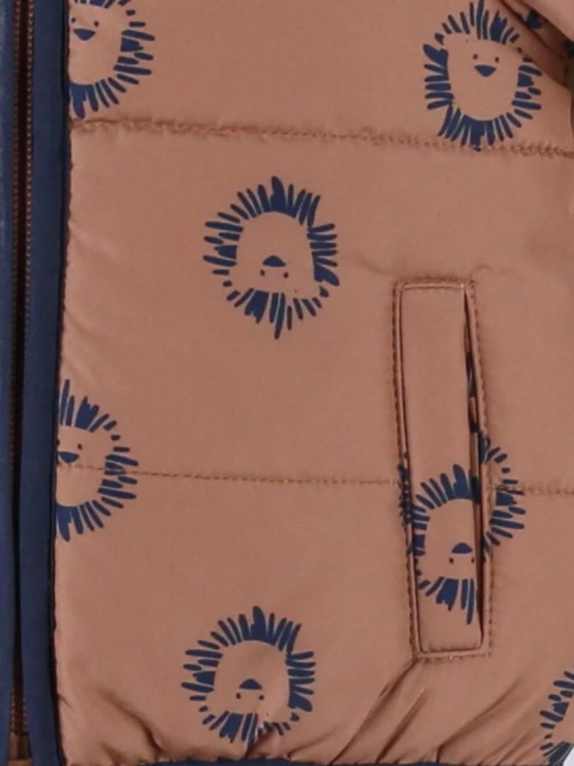 Veste déperlante lion doublée de Groloudoux  caramel/bleu   Noukie's   Marron