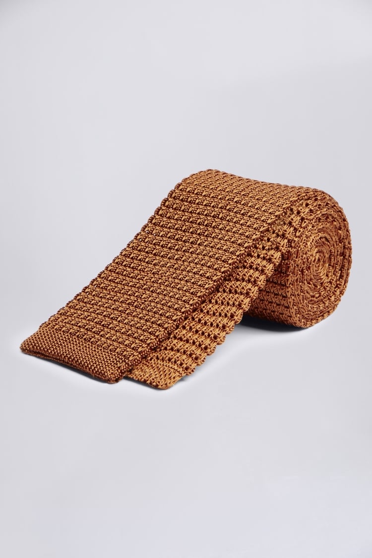 Bronze Knitted Silk Tie Buy Online at Moss