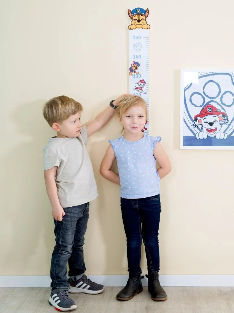 ROBA Toise Murale pour la Chambre d'Enfant 'Paw Patrol'   de 70 à 150 cm   Motif Chiens   Bleu Gris   Blanc Bleu Gris