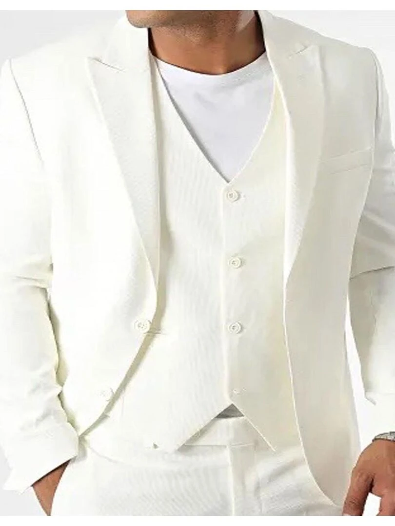 Costume 1boutons 3 pièces Kebello   Blanc Blanc