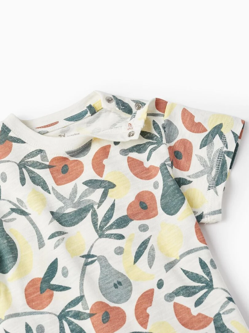 T shirt à manches courtes pour bébé garçon 'Fruits' manches courtes SICILIAN DAYS   Gris clair