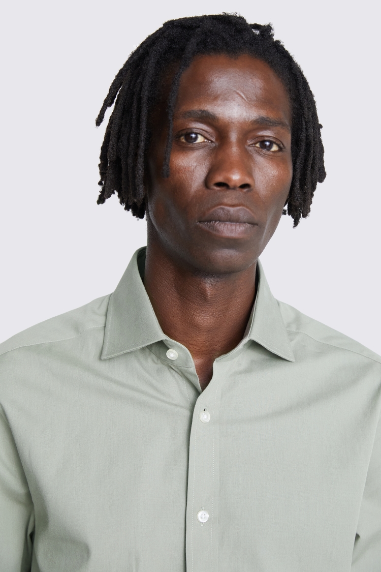 Tailored Fit Sage Poplin Shirt Buy Online at Moss