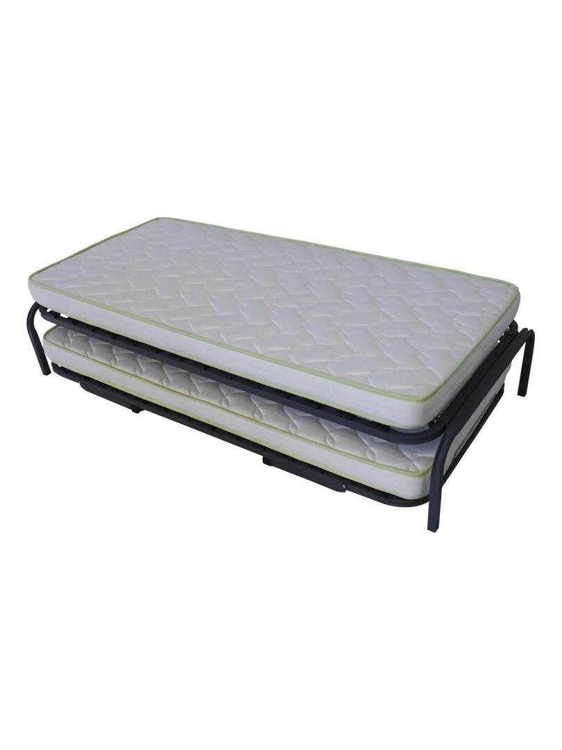 Pack lit gigogne avec 2 matelas Strata AKITEN RETAIL Gris