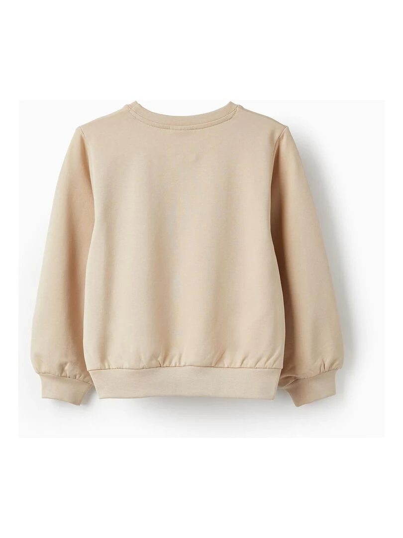 Pull en coton pour fille 'Fleurs' ATLANTIC COMPANY Beige clair