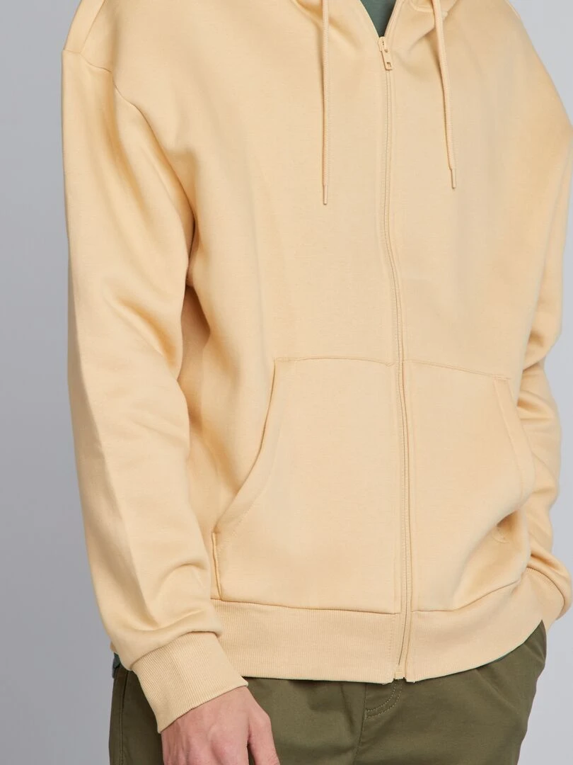 Sweat zippé à capuche   Beige