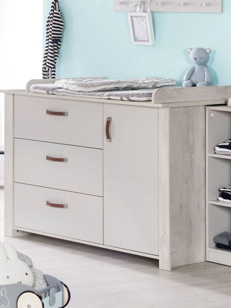 ROBA Commode à Langer "Mila" avec Plan Amovible   Fermeture Progressive   Hauteur à langer 90 5 cm   Gris clair