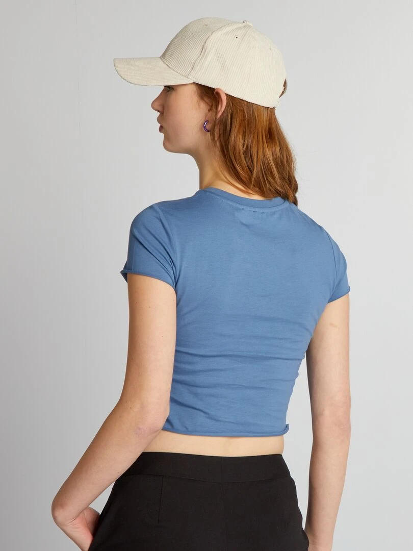 Crop top en jersey à col rond   Bleu