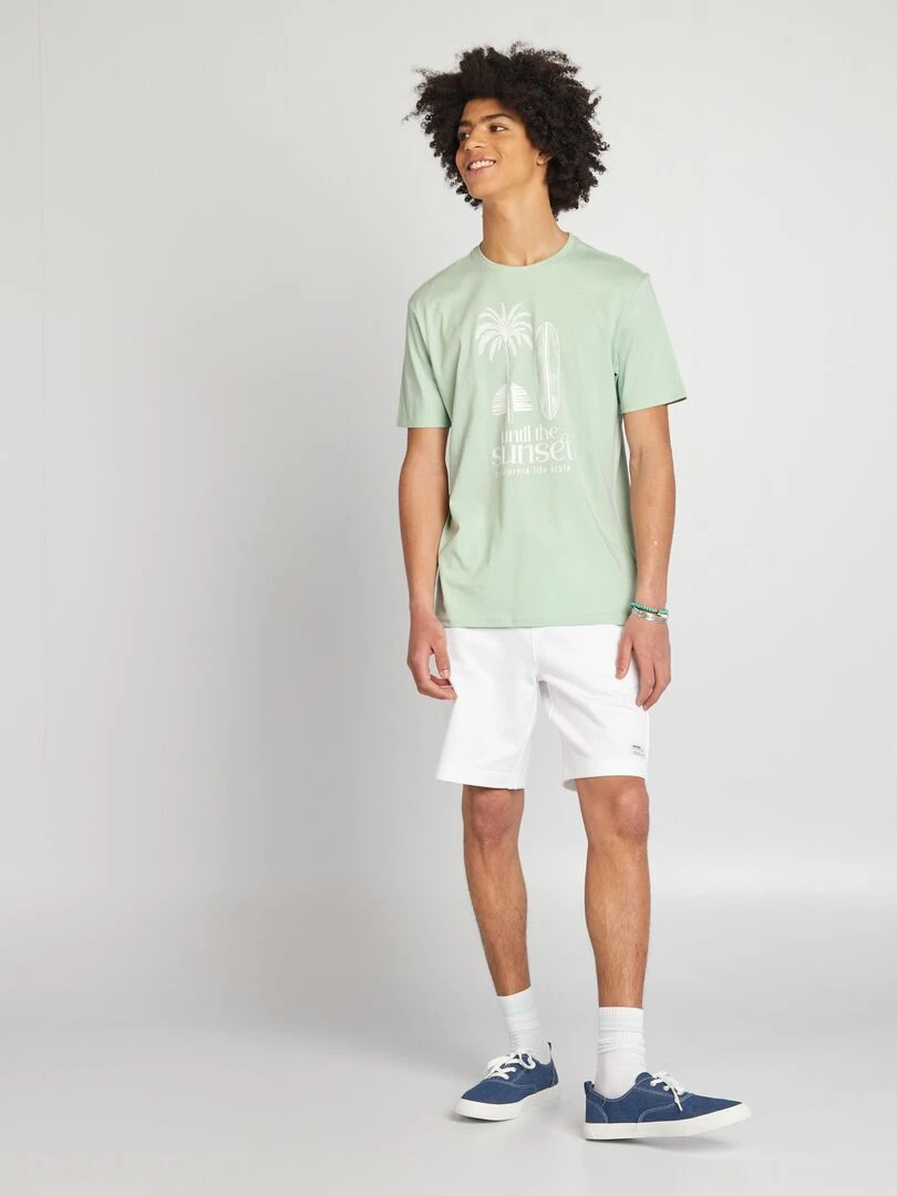 T shirt en jersey à col rond Bleu
