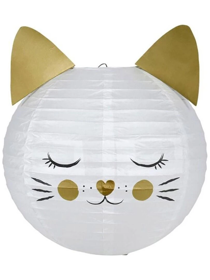 Suspension boule japonaise chat D35 Blanc