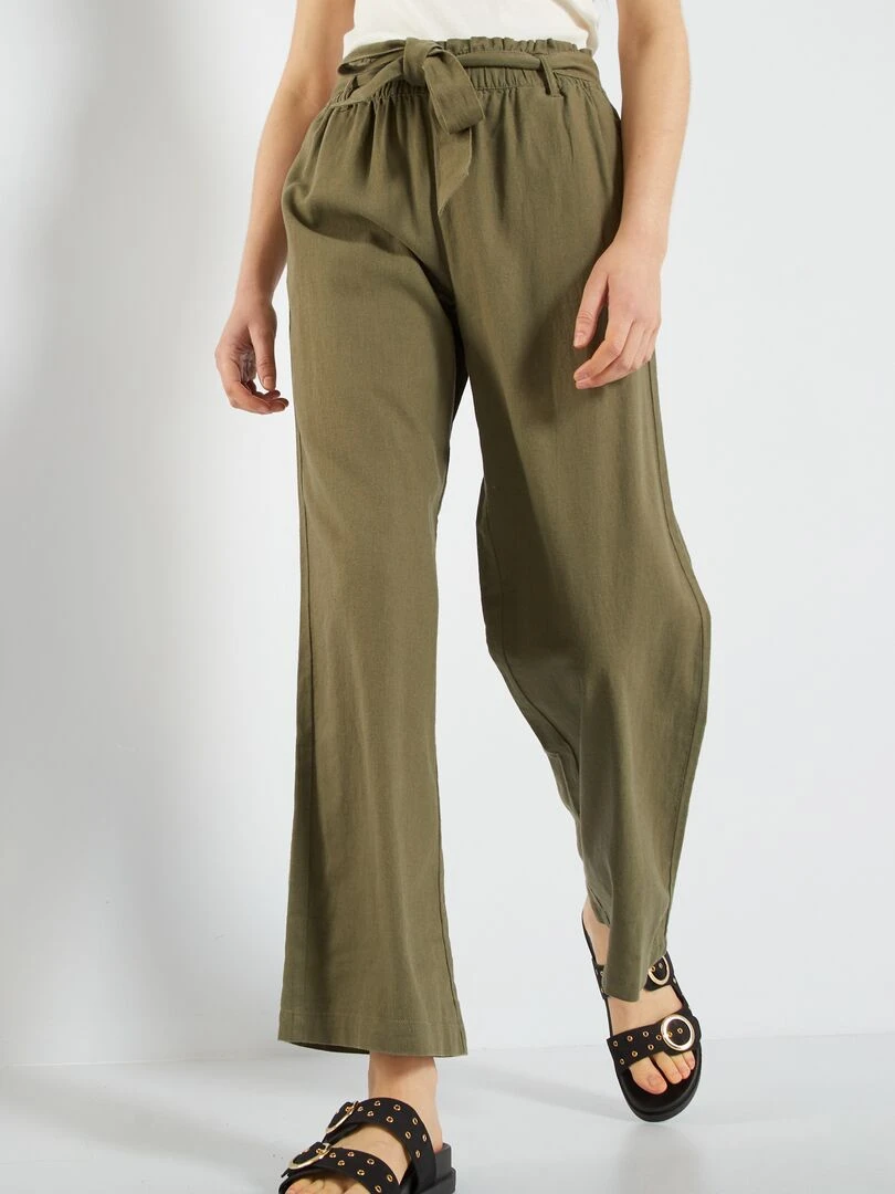 Pantalon en lin large 'JDY' KAKI