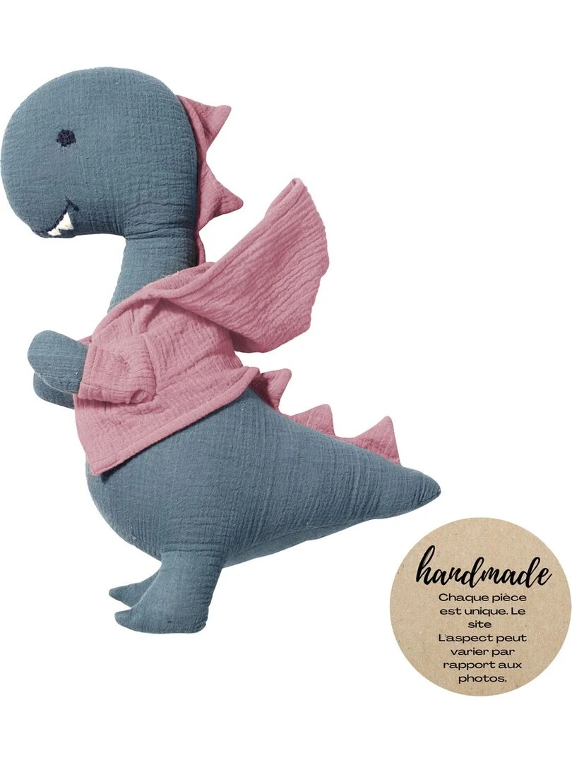 Peluche en coton mousseline dinosaure Vert Rose 40 cm   N/A