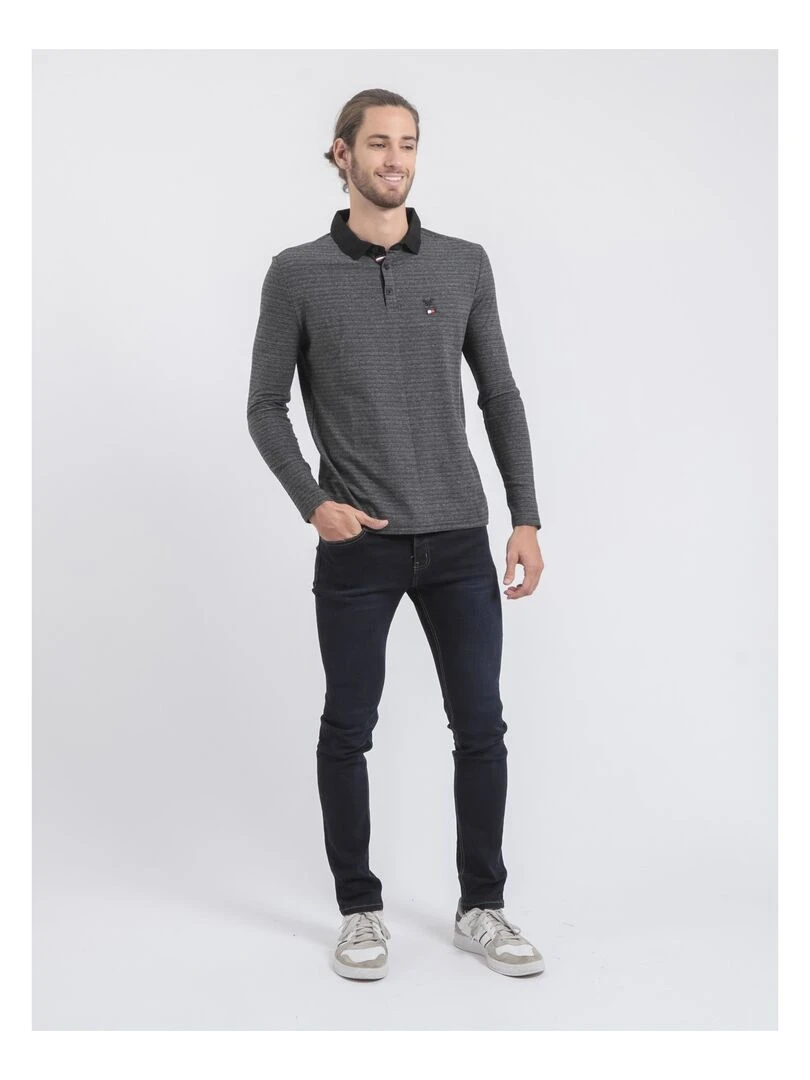 Polo manches longues pur coton PINSAC   Noir