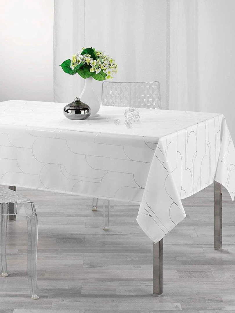 Nappe rectangulaire Domea Blanc Argenté
