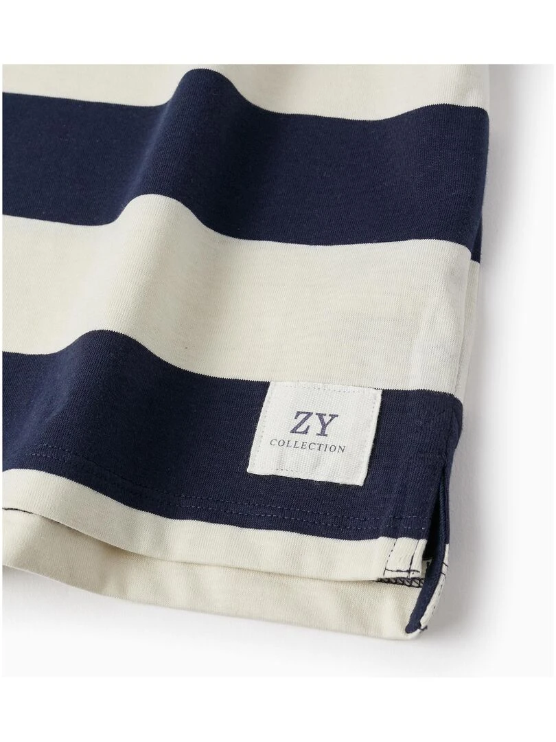 T shirt à manches longues à rayures pour garçon manches longues   Beige