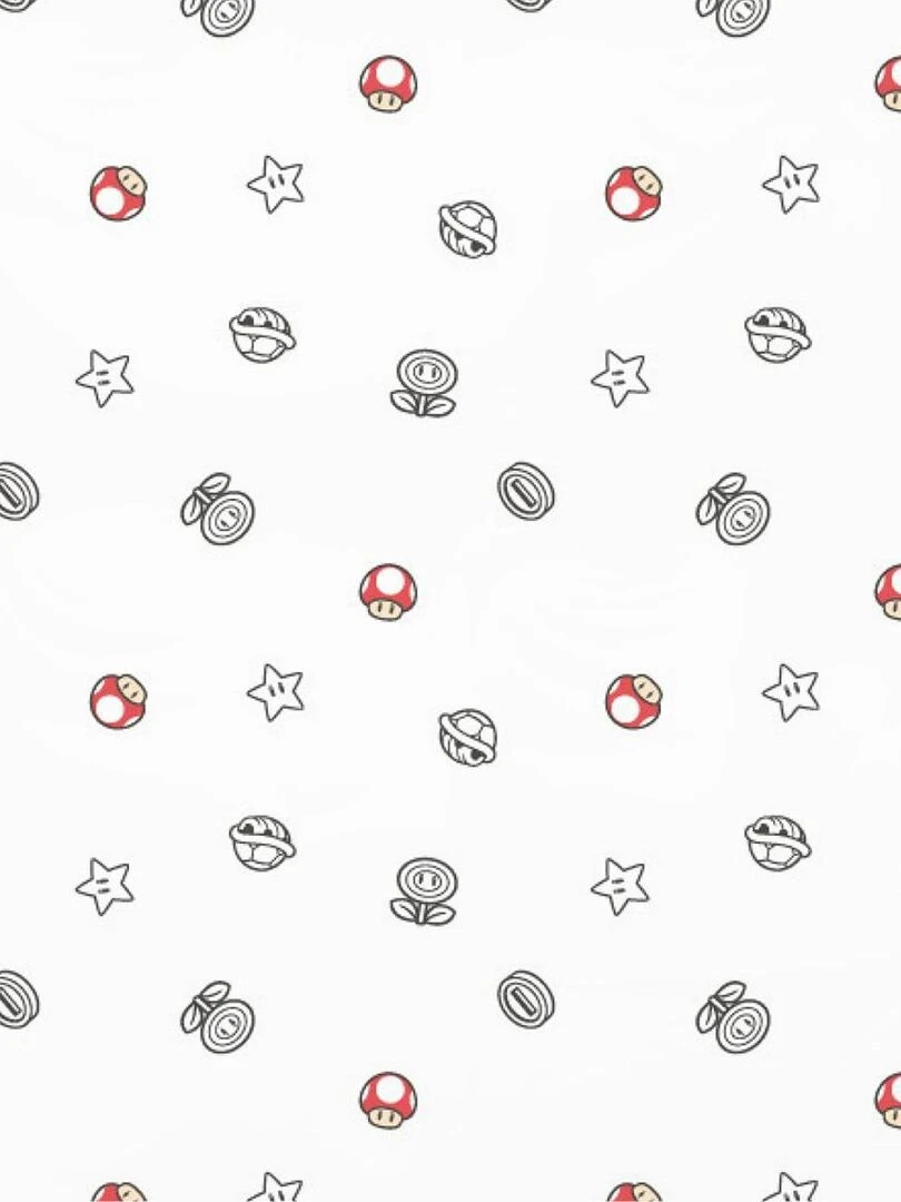 Drap Housse Mario Bros 90x190 cm   100% Coton   Blanc   Blanc