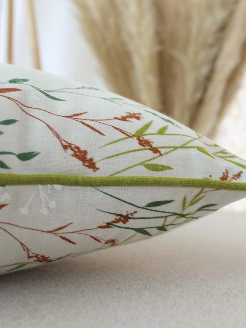 Coussin aux impressions végétales Blanc