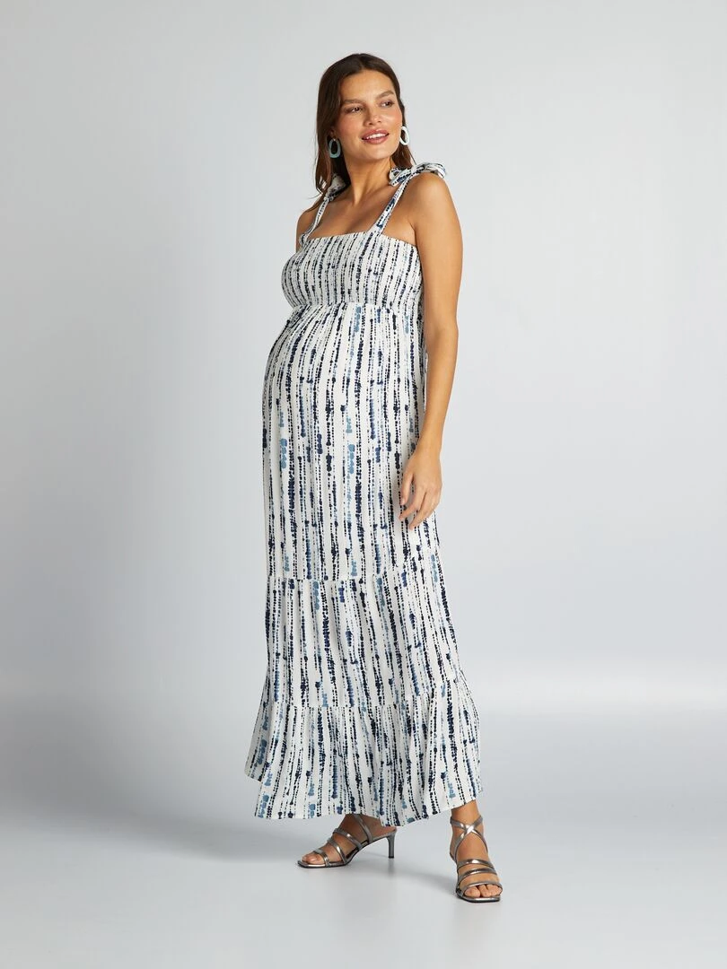 Robe grossesse à coupe longue   BLANC