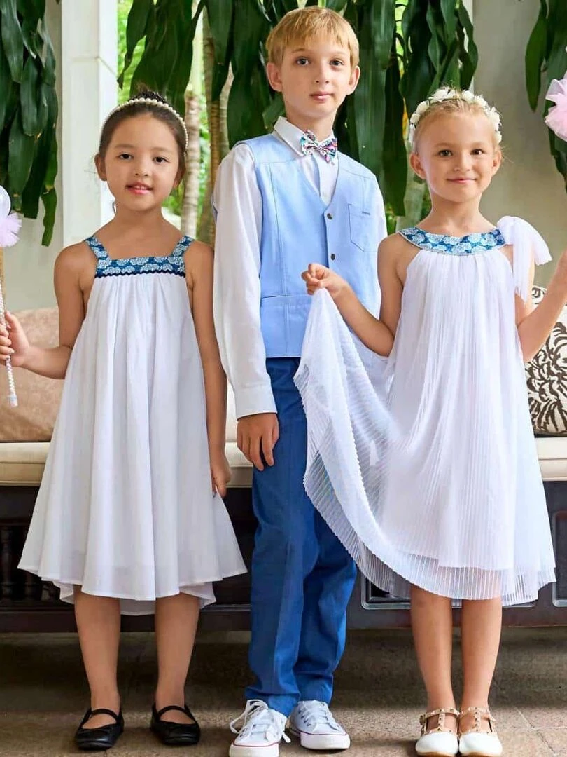 Chemise Blanche Garçon Cérémonie Voltaire 'LA FAUTE A VOLTAIRE' Bleu marine