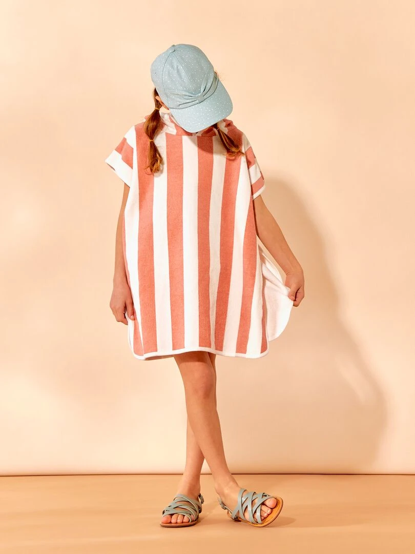 Poncho de bain Blanc/rose