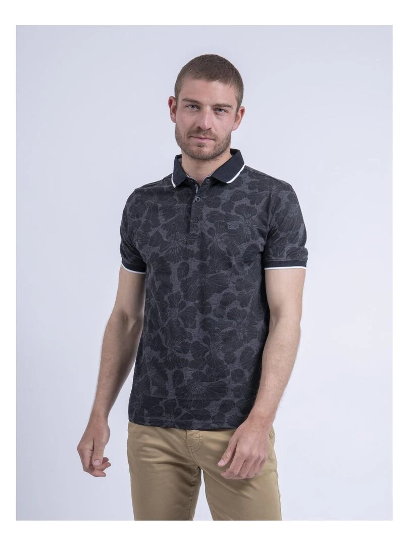 Polo manches courtes motifs PARUFINO Bleu marine