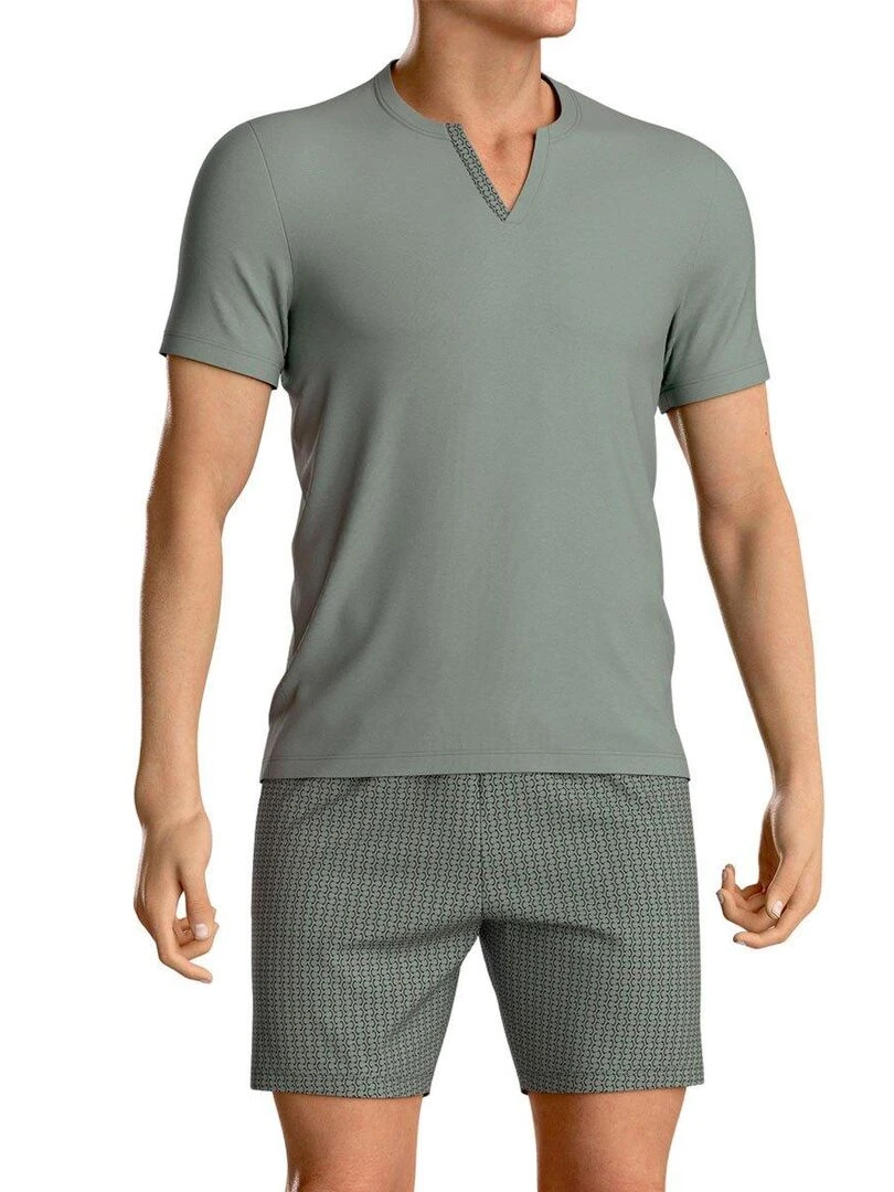 Ensemble pyjama court Action Vert