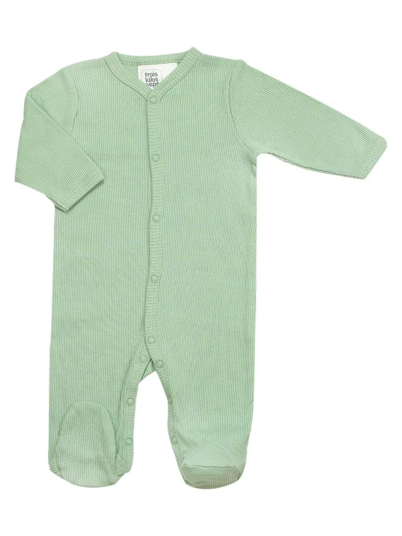 Pyjama bébé maille côtelée en coton Vert clair